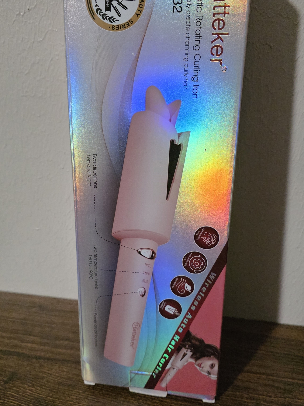 25mm Pink Rotating Curling Tong - Professional Ceramic Styling Iron